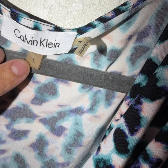Calvin Klein Sleeveless Cowl Neck Top - Blue, Purple & Black - Picture 3 of 4